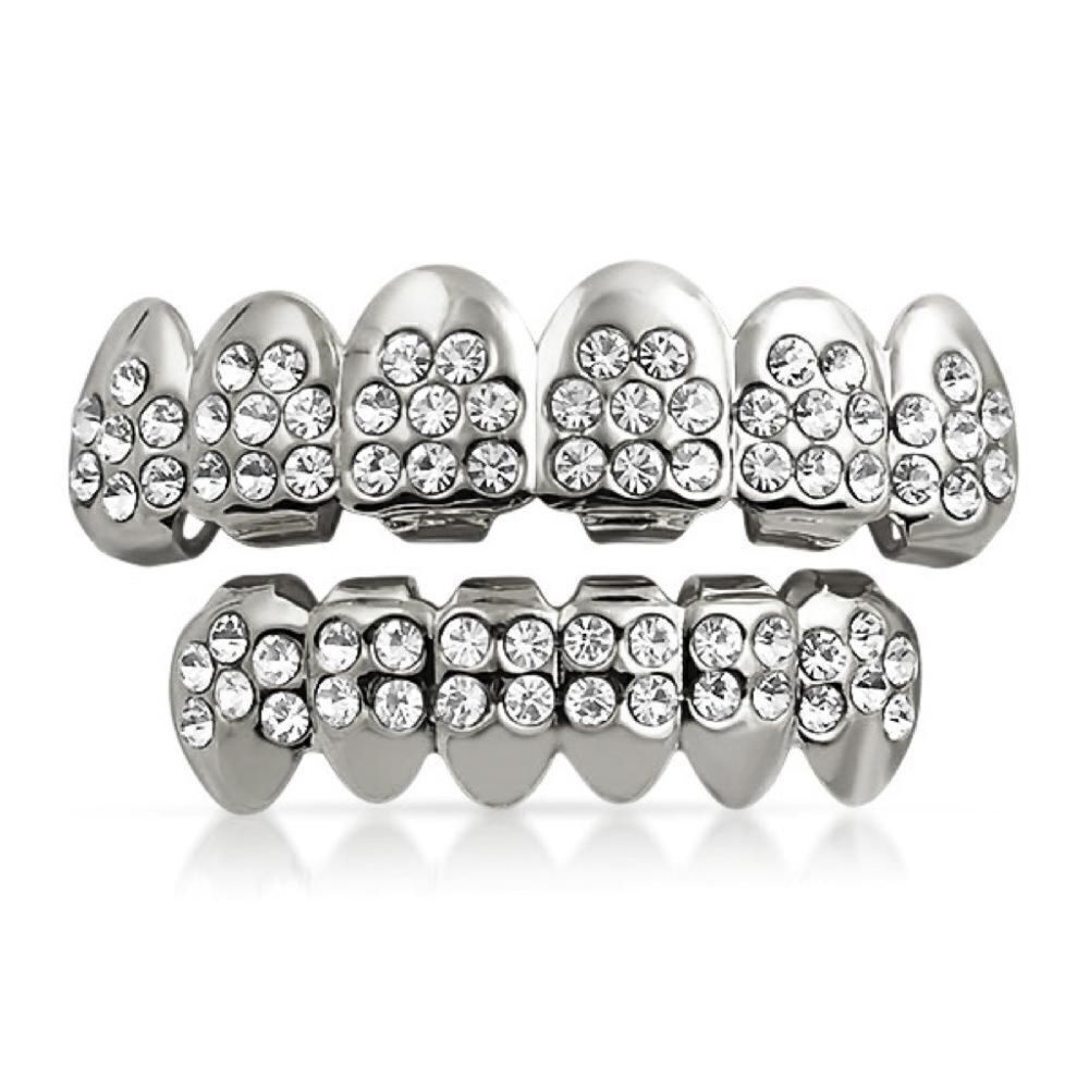 Silver Iced Out Starburst Hip Hop Grillz